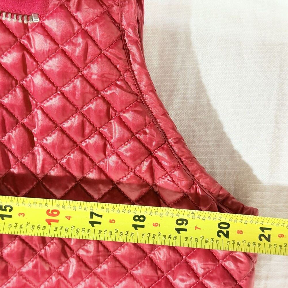 Lauren Ralph Lauren Vest Women's L Red Quilted Full Zip LRL - Spots see pics - Picture 6 of 12